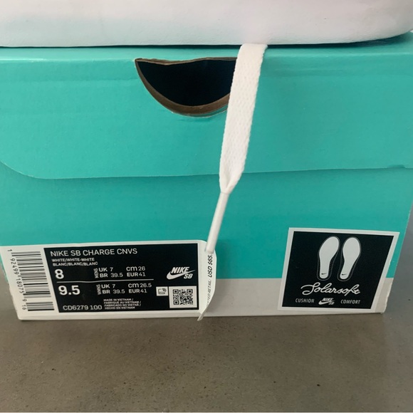 NWT/NIB Nike SB Charge Canvas Triple White Sneakers/Skate Shoes - Picture 8 of 9
